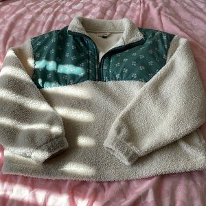 Color block Quarter Zip Sherpa Jacket